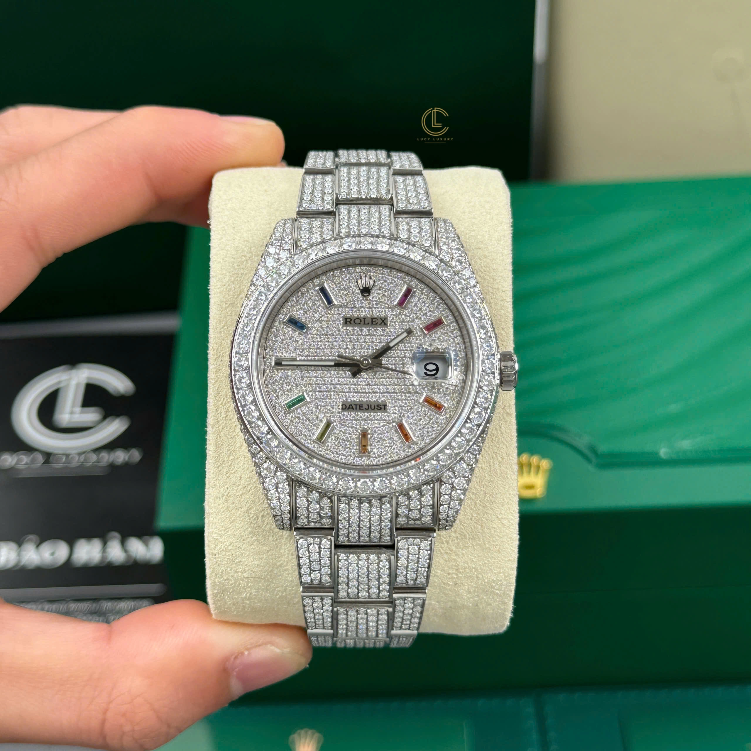 Rolex Datejust 41mm Insex Ruby Full Moissanite Hongkong – Customize Diamod