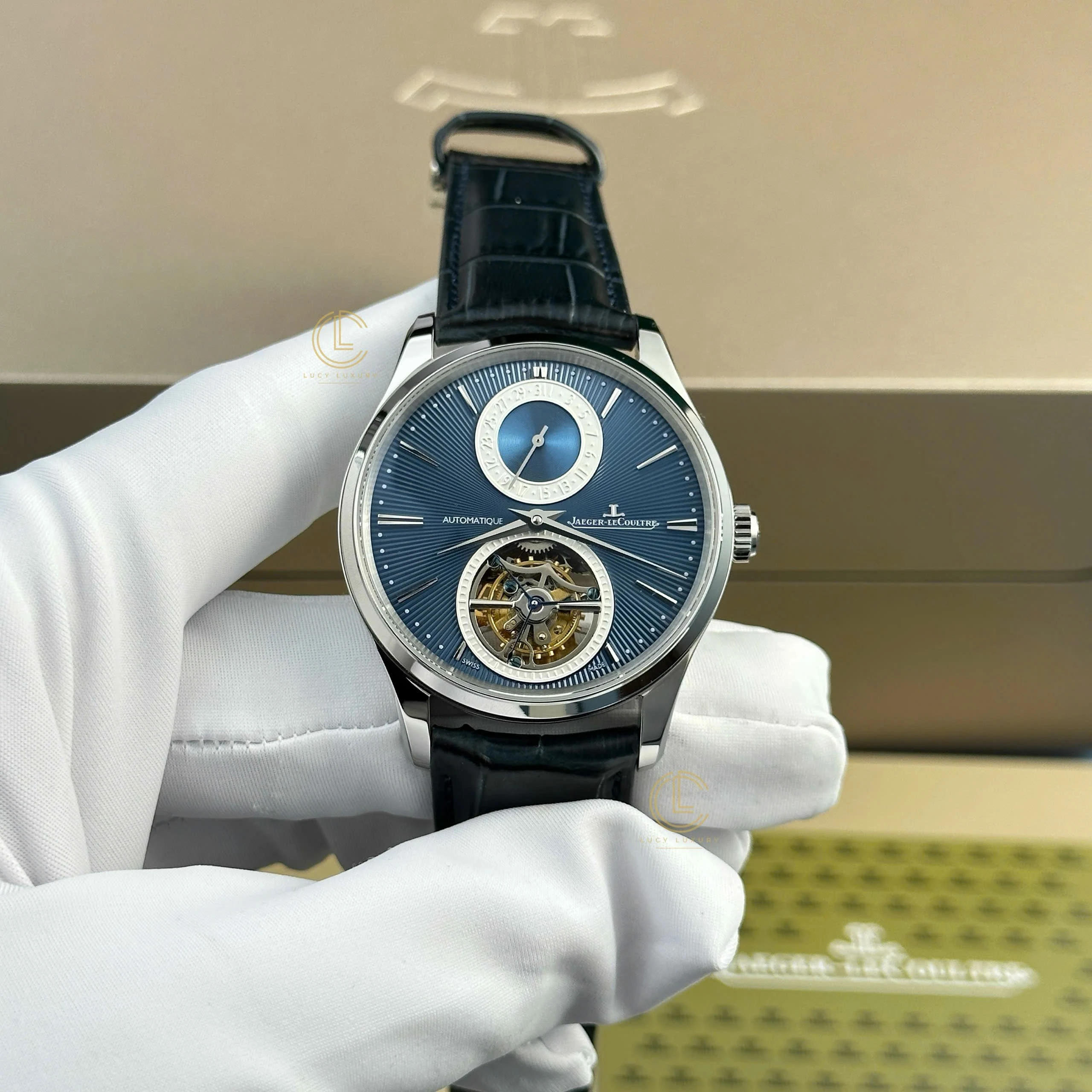 Jaeger Lecoultre Master UltraThin Tourbilon 40mm Blue Dial Steel – 12A 1:1 Super Clone Watch