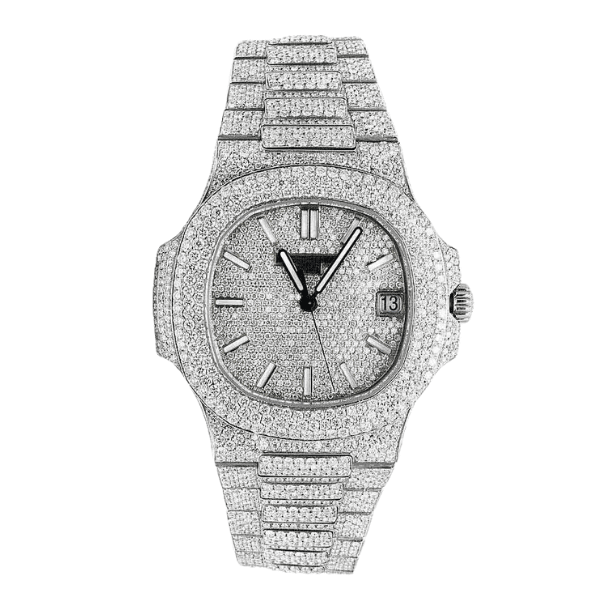 Patek Philippe Nautilus 5711 40mm Up Full 3000pcs Moissanite Pave Hongkong – Customize Diamod