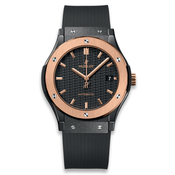 Hublot Classic Fusion Ceramic Carbon Dial King Gold JJZ 42mm Base – 12A 1:1 Super Clone Watch