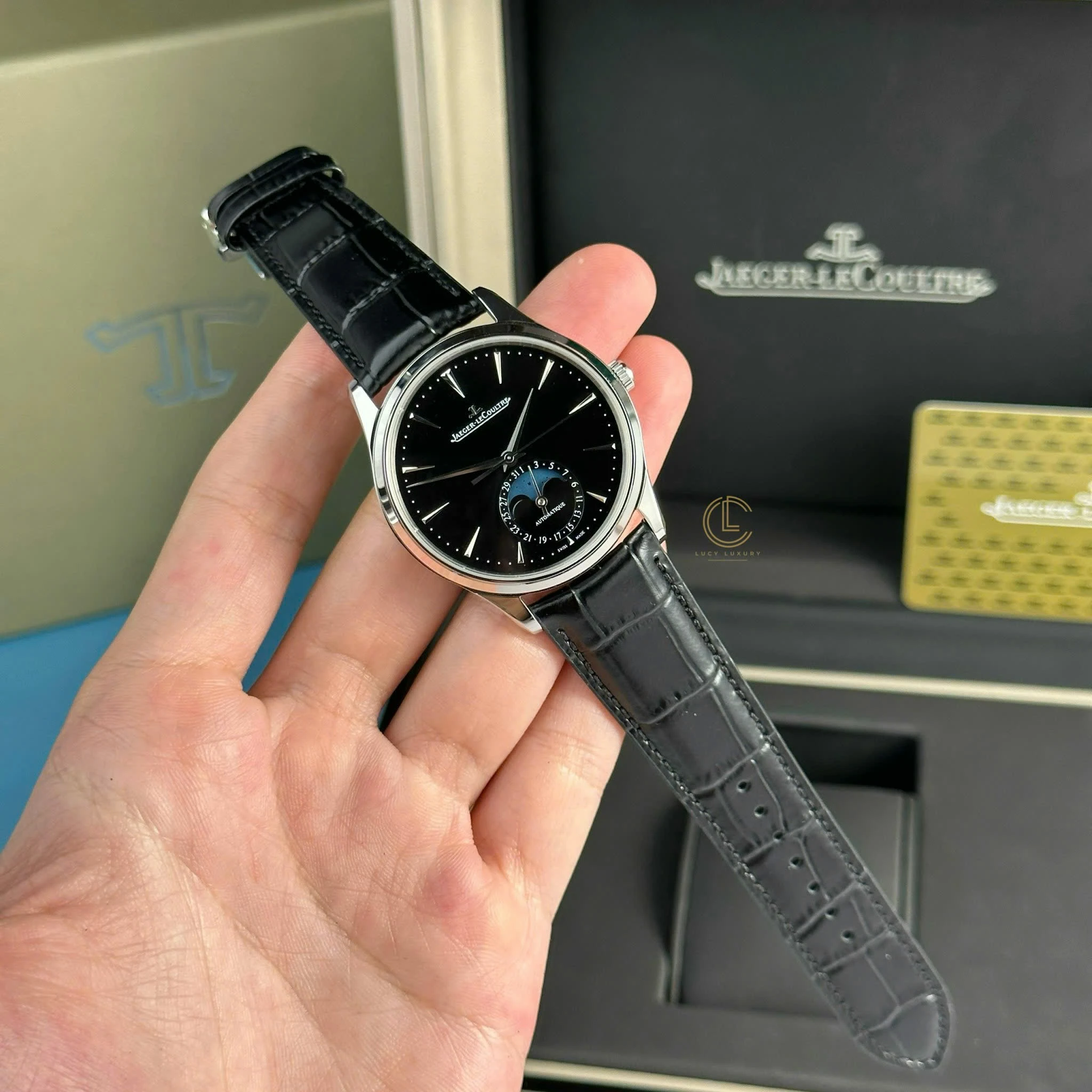 Jaeger Lecoultre Master UltraThin Moon 40mm Black Dial Steel – 12A 1:1 Super Clone Watch
