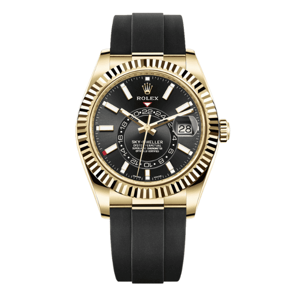 Rolex Oyster Perpetual Sky-Dweller M326238-0009 42mm Black Oysterflex yellow – 12A 1:1 Super Clone Watch
