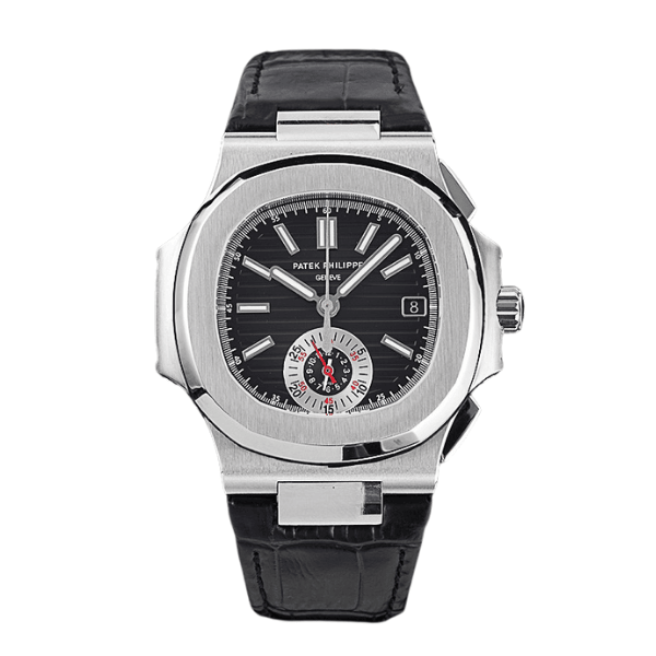 Patek Philippe Nautilus Chronograph 5980/1A-014 40.5mm Black Dial with Leather Strap – 12A 1:1 Super Clone Watch