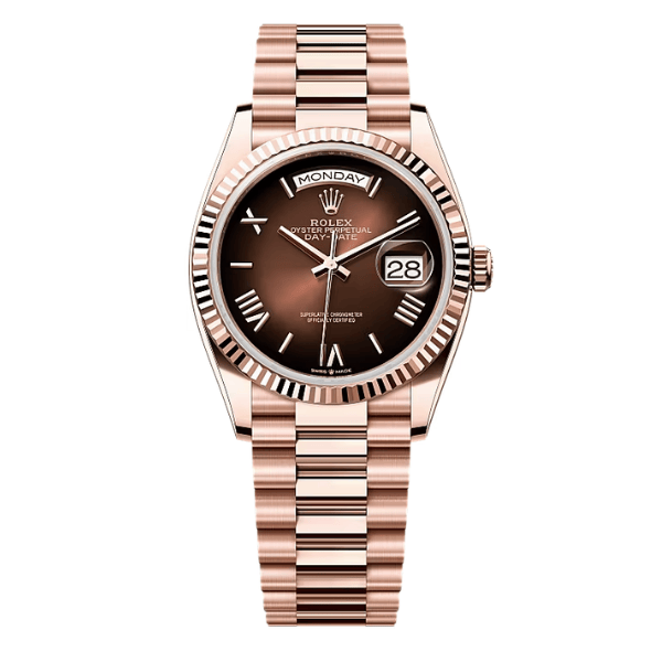 Rolex Day Date 36mm 128235 Chocolate Dial Rose Gold – 12A 1:1 Super Clone Watch