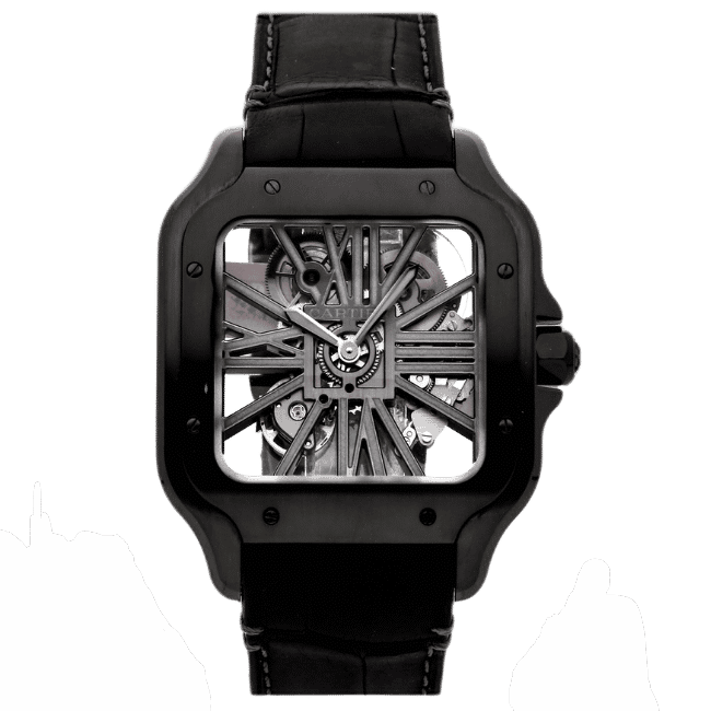 Cartier Santos Large Skeleton Black 39mm – 12A 1:1 Super Clone Watch