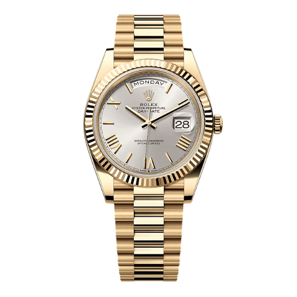 Rolex Day Date 40mm 180gram Yellow Gold Silver Dial 228238 – VIP Version